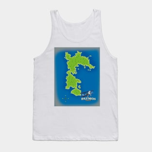 Patmos Greece island map Tank Top